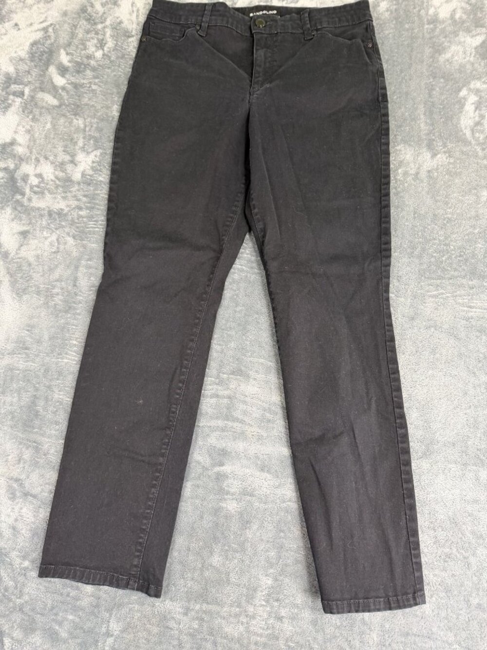 Bandolino Womens Black Mid-Rise Straight-Leg Jeans 10